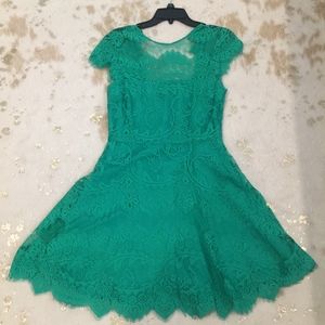 Turquoise Lace Fit & Flare Dress